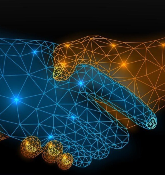 Shaking hands wireframe